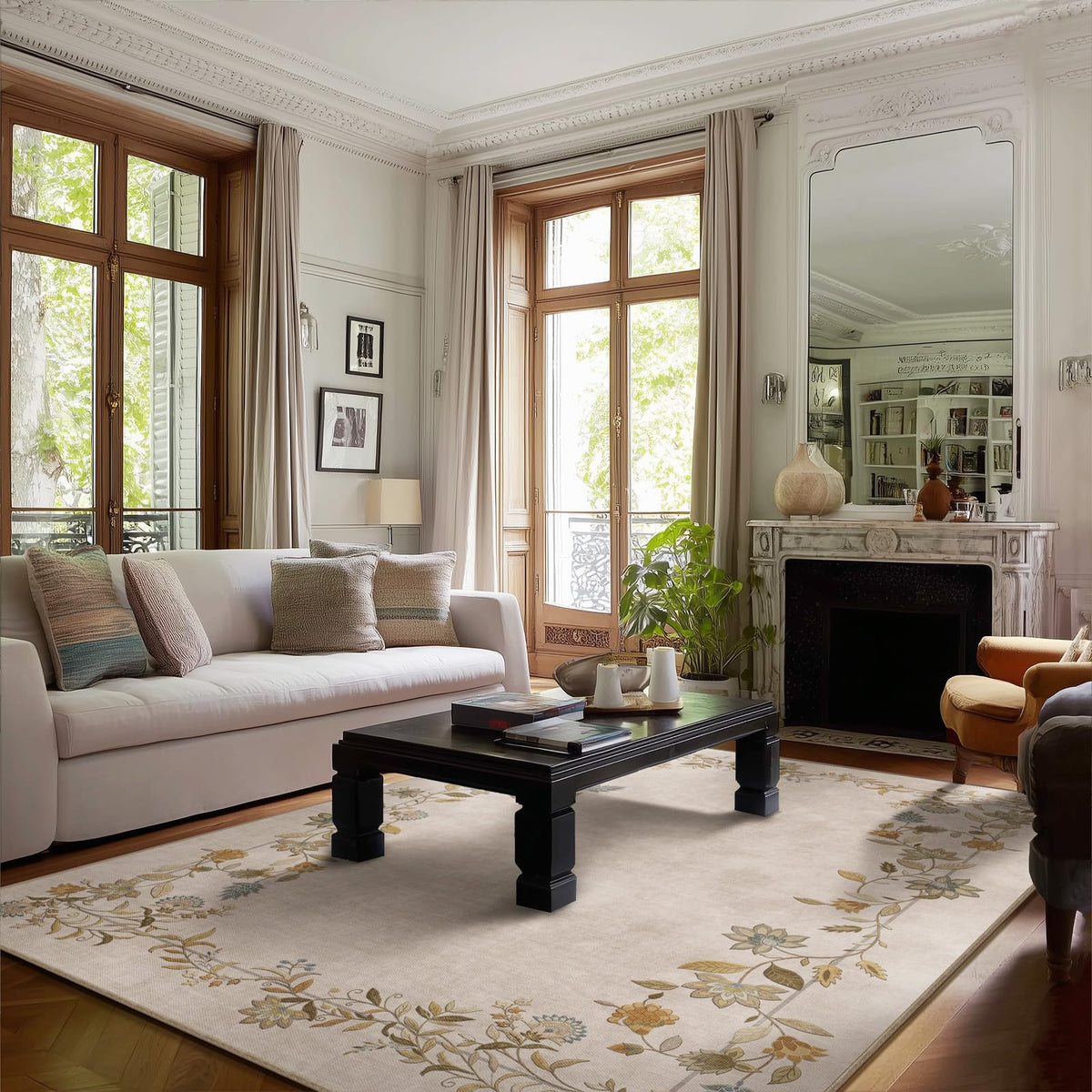 5x7 Area Rug for Living Room: Washable Bedroom Rug Non Slip Low Pile Carpet
