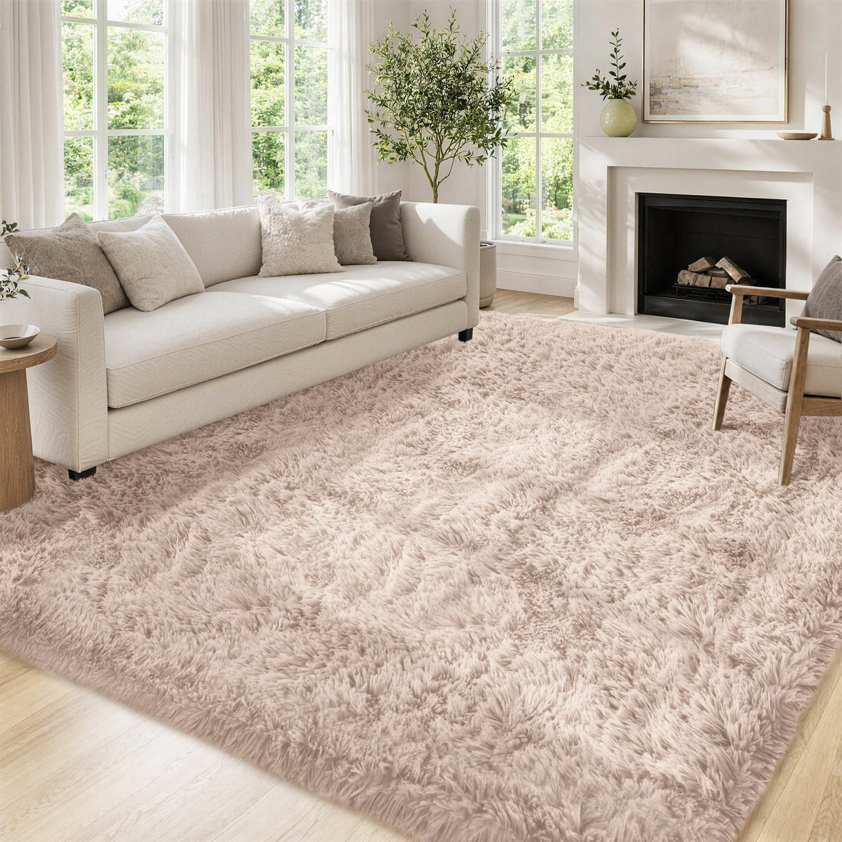 Tosuoka 4x6 Area Rugs for Bedroom, Soft Fluffy Shag Thick Black Rug