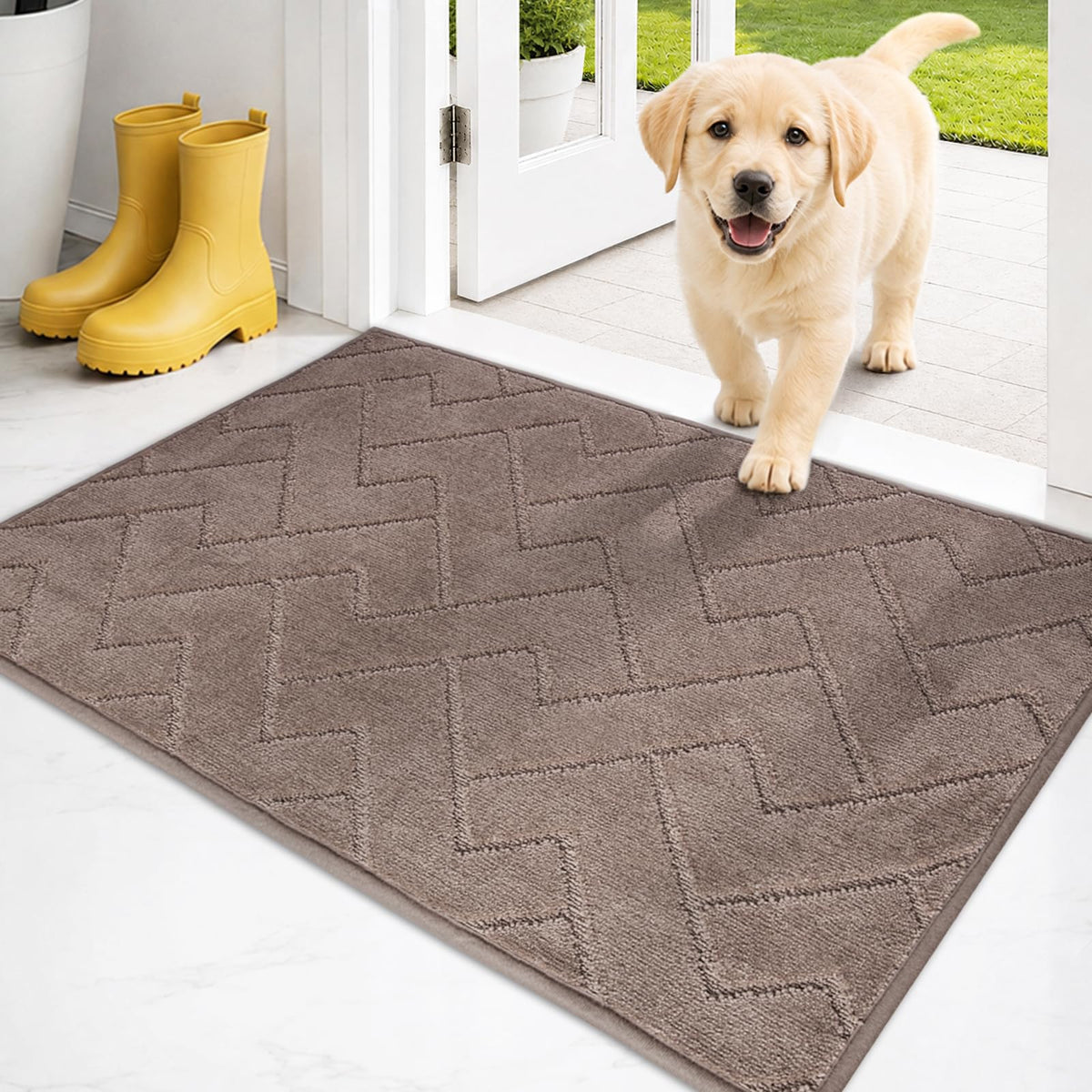 PURRUGS Dirt Trapping Door Mat Indoor Entrance, 20" x 31.5", Grey