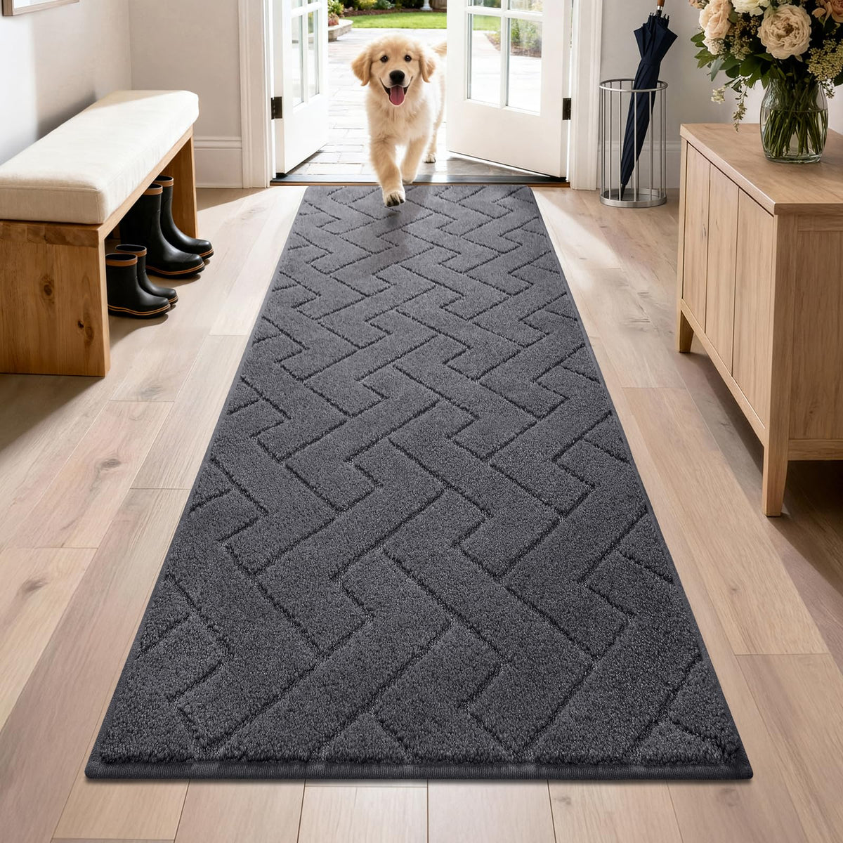 PURRUGS Dirt Trapping Door Mat Indoor Entrance, 20" x 31.5", Grey