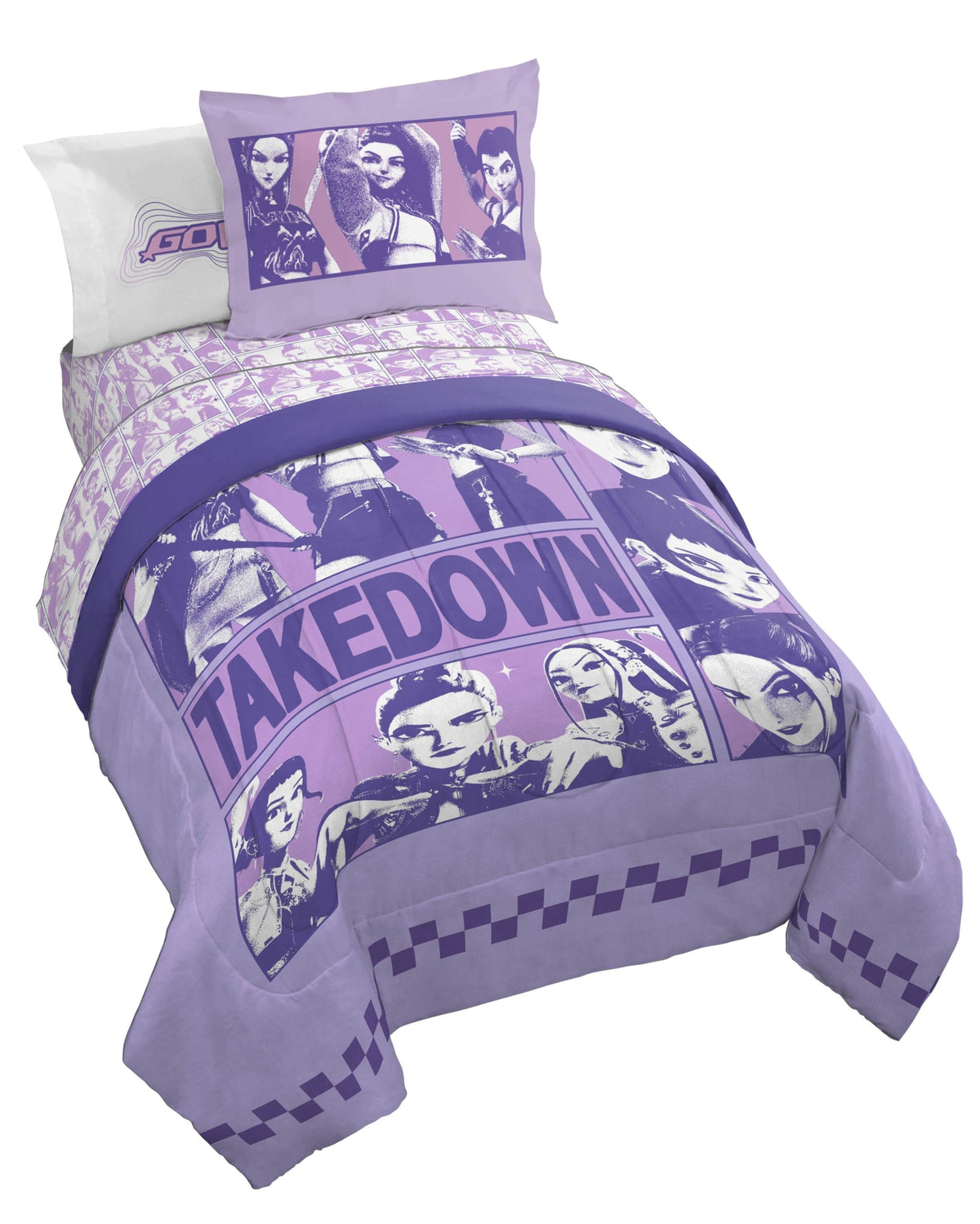 Disney Frozen Kids Full Comforter Set 7 Piece Bed in a Bag, Purple