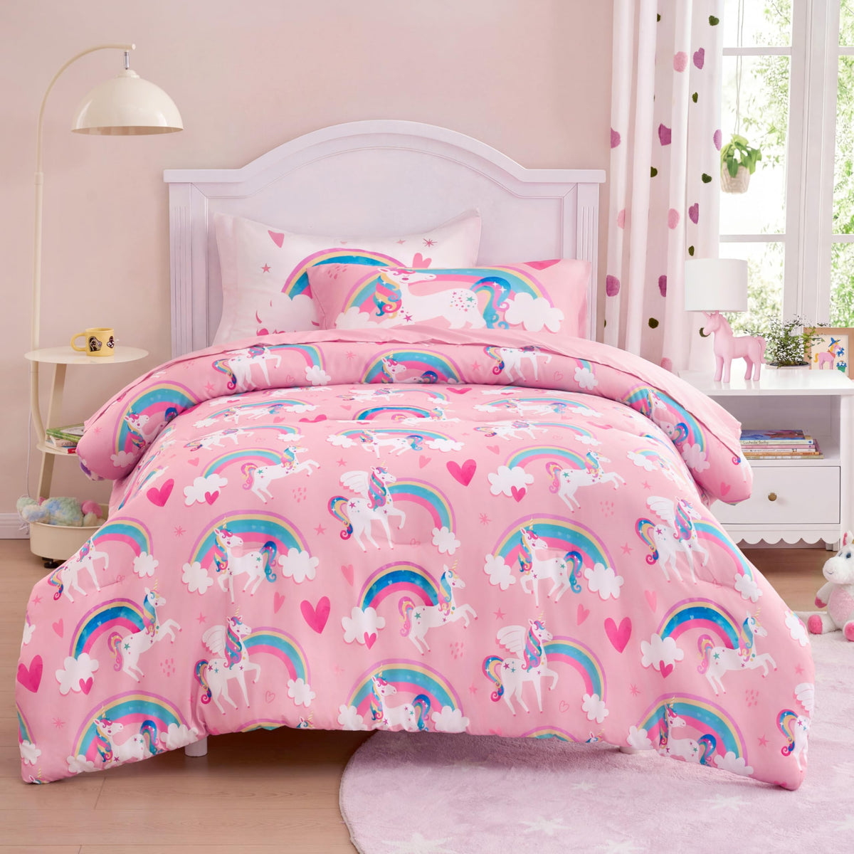 Joiedomi Kids Comforter Set Bedding Set for Boys Girls Super Soft Microfiber Bed in a Bag with Comforter Sheets Pillowcase Sham, Dark Blue Dinosaur, Twin