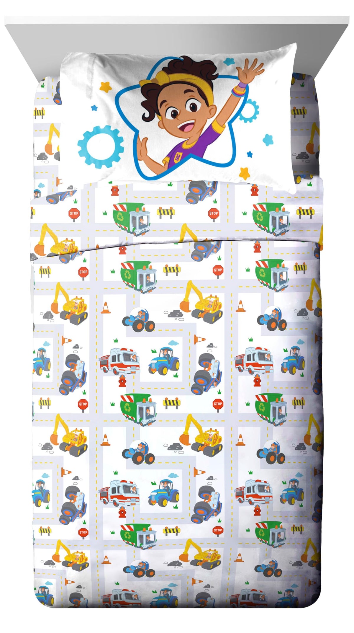 Jay Franco Kids Sheet Cartoon Set with Fitted, Flat Sheets & Pillow Cover - Ultra-Soft Bedding with Pillowcase for Room Decor, White - Toy Story, 4 Piece Queen