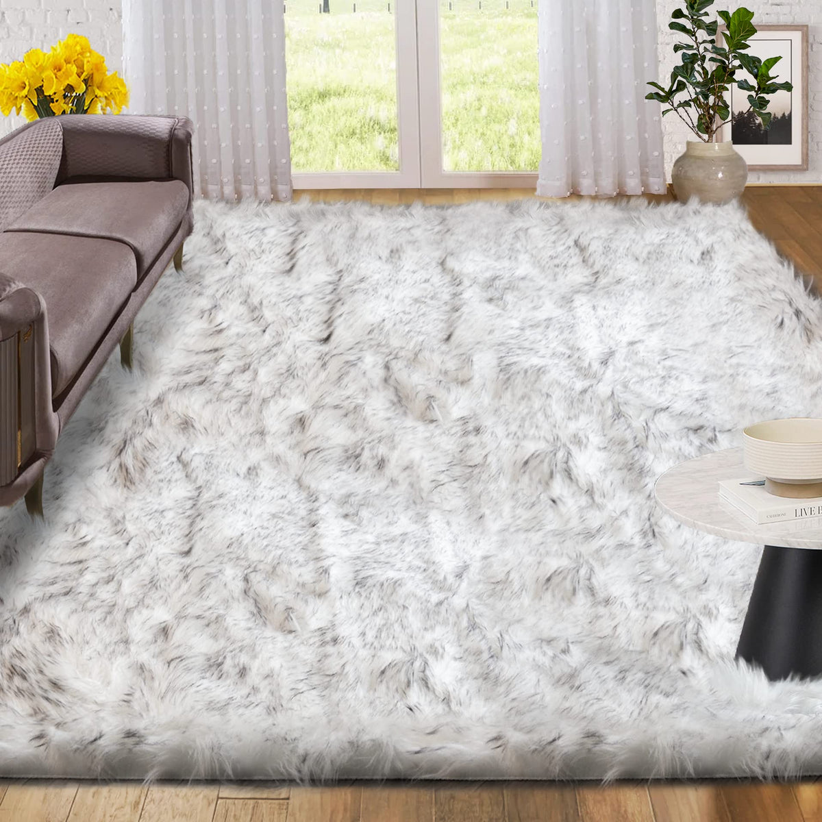 ORINOVA White Faux Sheepskin Fuzzy Fur Rugs for Bedroom Small Machine Washable Fluffy Area Rugs for Living Room 2x4 Shag Nursery Rug