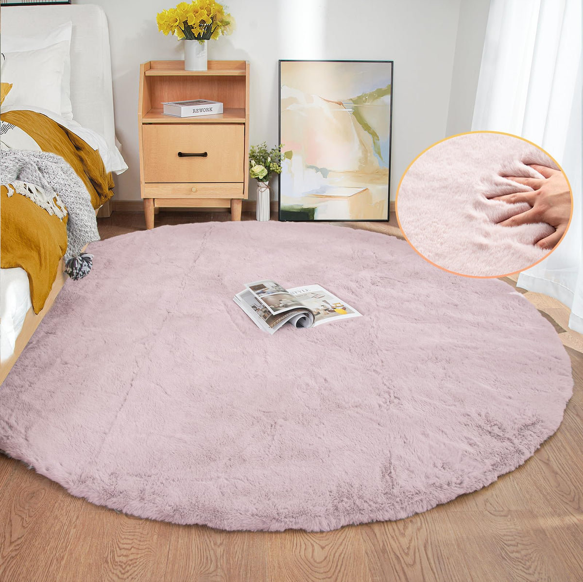 ORINOVA White Faux Bunny Fluffy Fur Rug Washable Area Rugs for Living Room Nursery Rugs for Bedroom 2x3 Rectange Rug Cute Home Décor