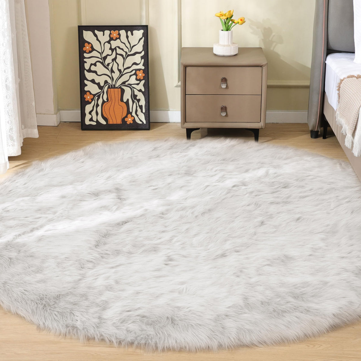 ORINOVA White Faux Sheepskin Fuzzy Fur Rugs for Bedroom Small Machine Washable Fluffy Area Rugs for Living Room 2x4 Shag Nursery Rug