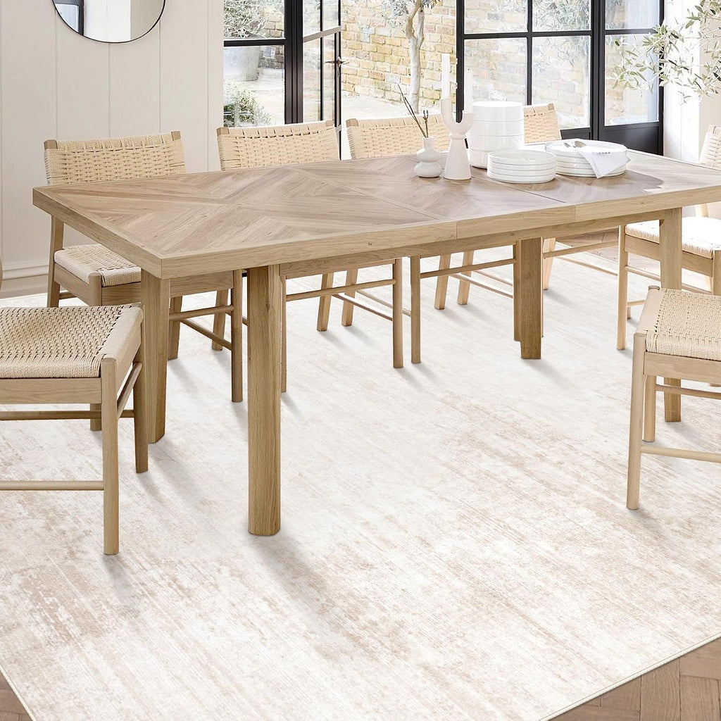 Area Rugs 5x7 Living Room: Washable Rug Modern Abstract Large Rug Soft Non Slip Neutral Rugs Stain Resistant Indoor Carpet for Bedroom Kitchen Dining Room Table Nursery Home Office Rugs(Beige,5'x7')