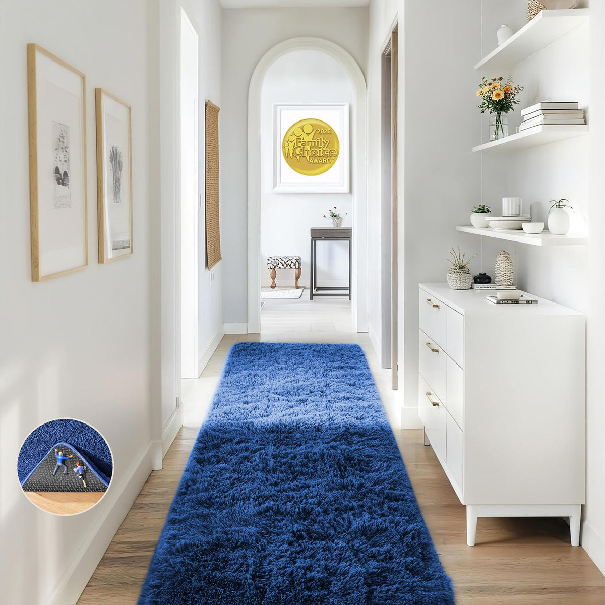 Ophanie Round Rugs 5Ft Ivory Circle Area Rug,Baby Nursery Living Room Bedroom Decor Circular Carpet 5 Foot,Fluffy Fuzzy Shag Plush Cream for Kids Boys Girls Teen with Over 99 pcs Pile fibers
