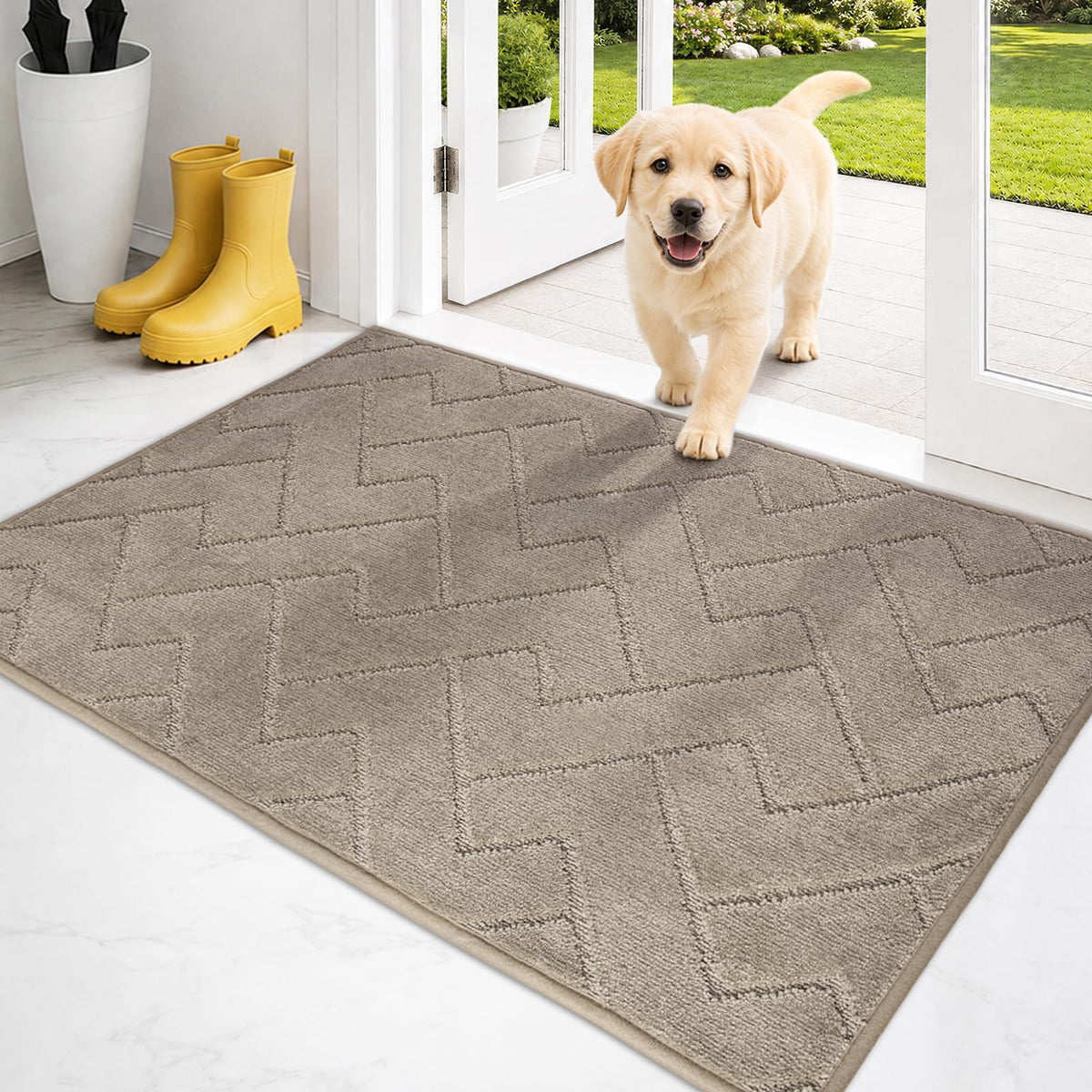 PURRUGS Dirt Trapping Door Mat Indoor Entrance, 20" x 31.5", Grey