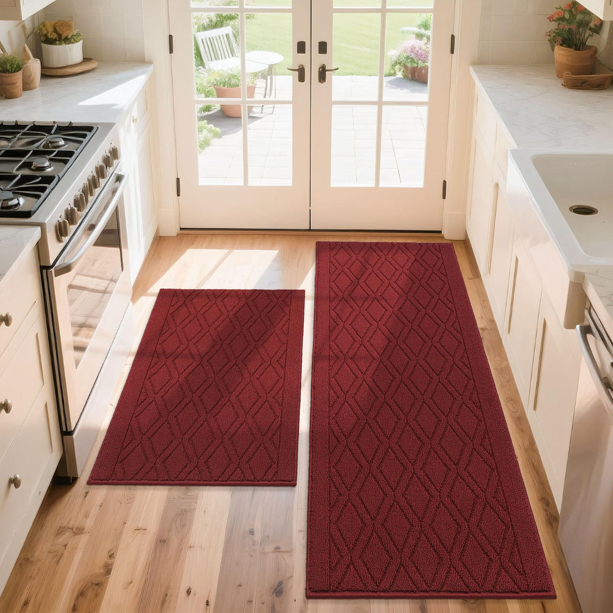 COSY HOMEER 48x20Inch/30X20Inch Kitchen Rug Mats,Grey