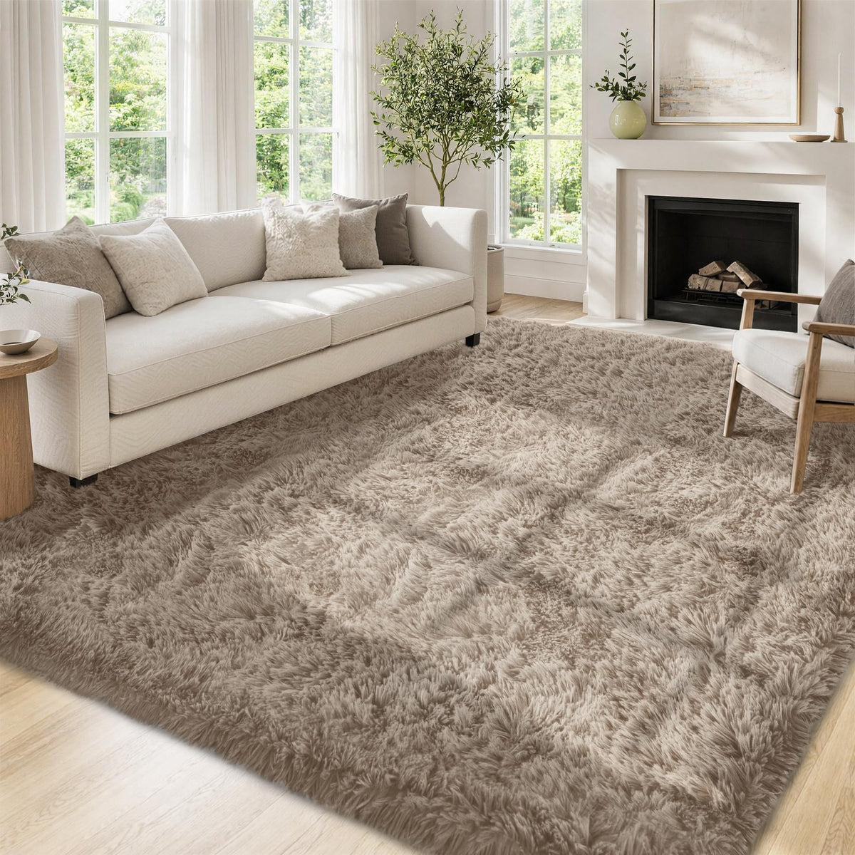 Tosuoka 4x6 Area Rugs for Bedroom, Soft Fluffy Shag Thick Black Rug