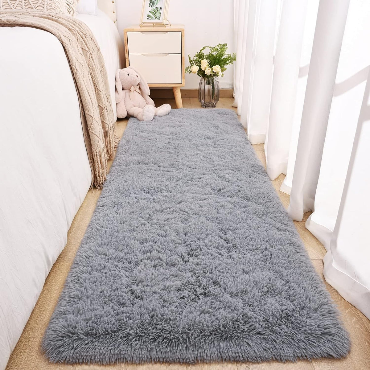 Merelax Soft Area Rug for Livingroom Bedroom, Machine Washable 4x6 Black Rugs Fluffy Shaggy Bedside Rug, Non Slip Indoor Carpet for Nursery Kids Room Home Decor Aesthetic