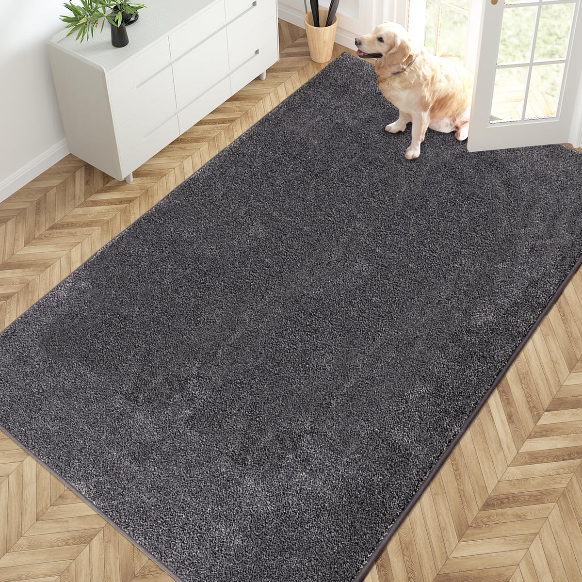 PURRUGS Dirt Trapping Indoor Door Mat, 20" x 31.5", Bluish Grey-Black