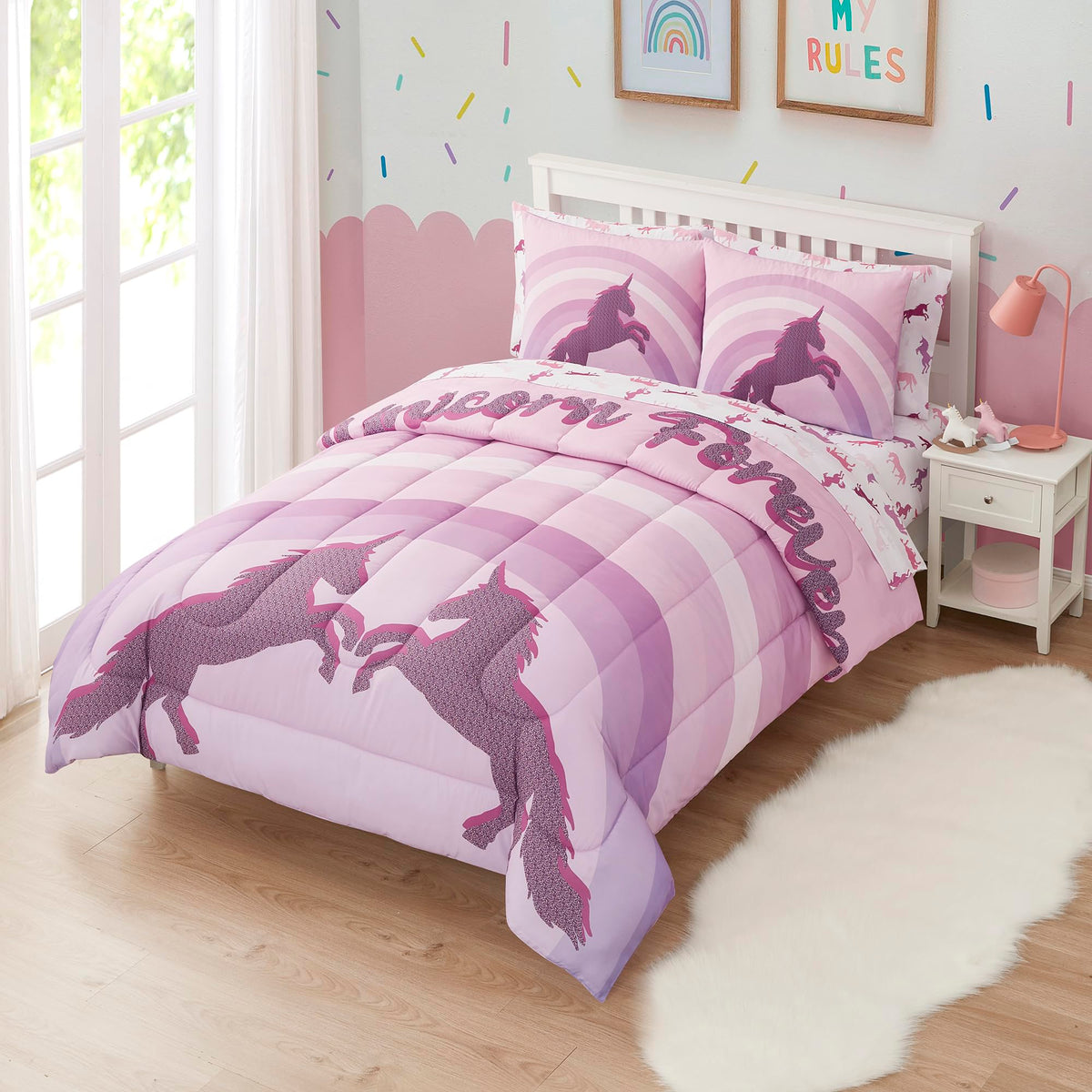 Kids Bedding Set Bed in a Bag for Boys and Girls Toddlers Printed Sheet Set and Comforter, Twin, Fairytale Princess