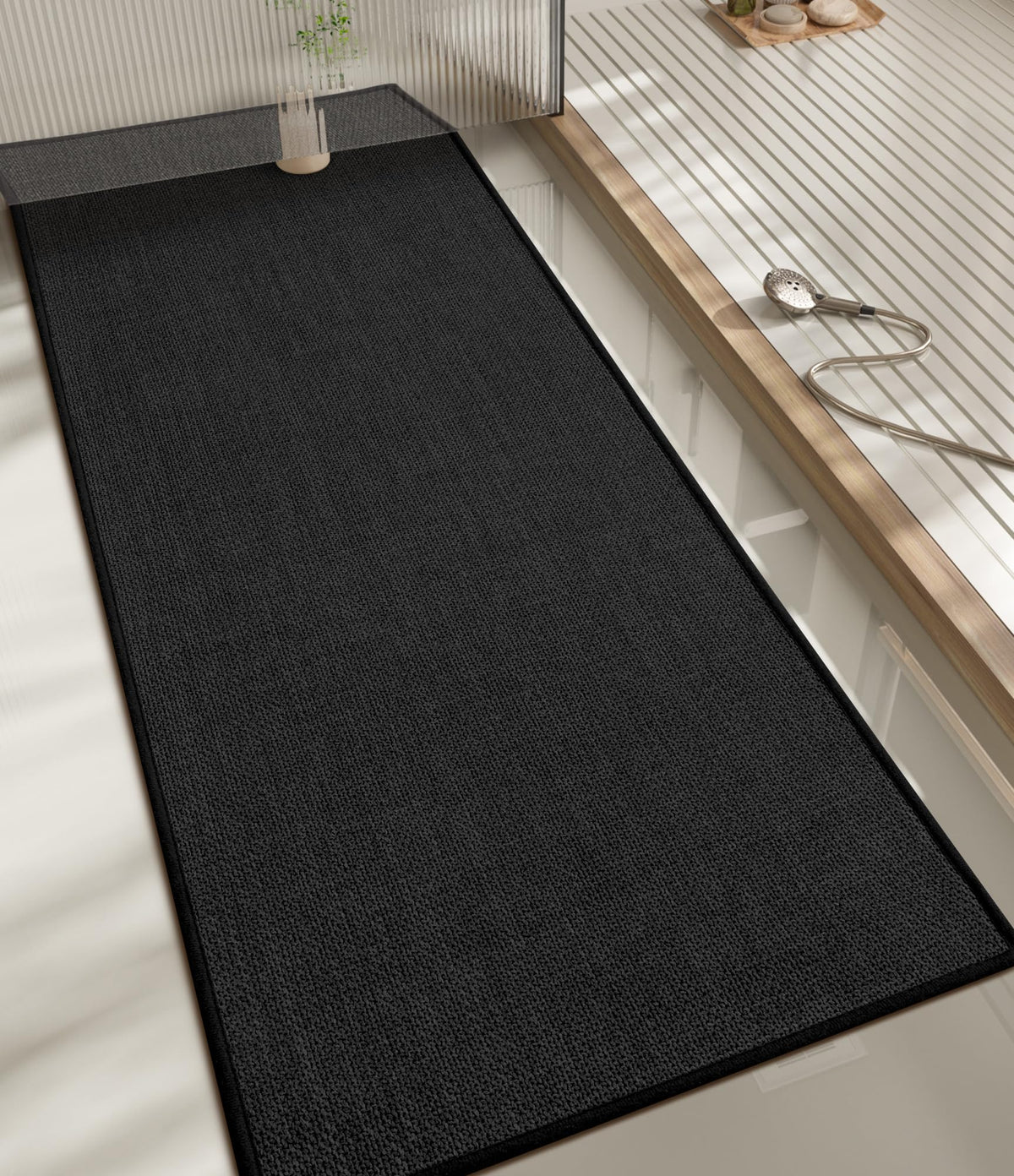 chakme Bathroom Rugs Mat 24x17, Ultra Thin Non Slip Bath Mat Small Quick Dry Absorbent Bath Mat for Bathroom Floor, (Dark Beige, 24"x17")