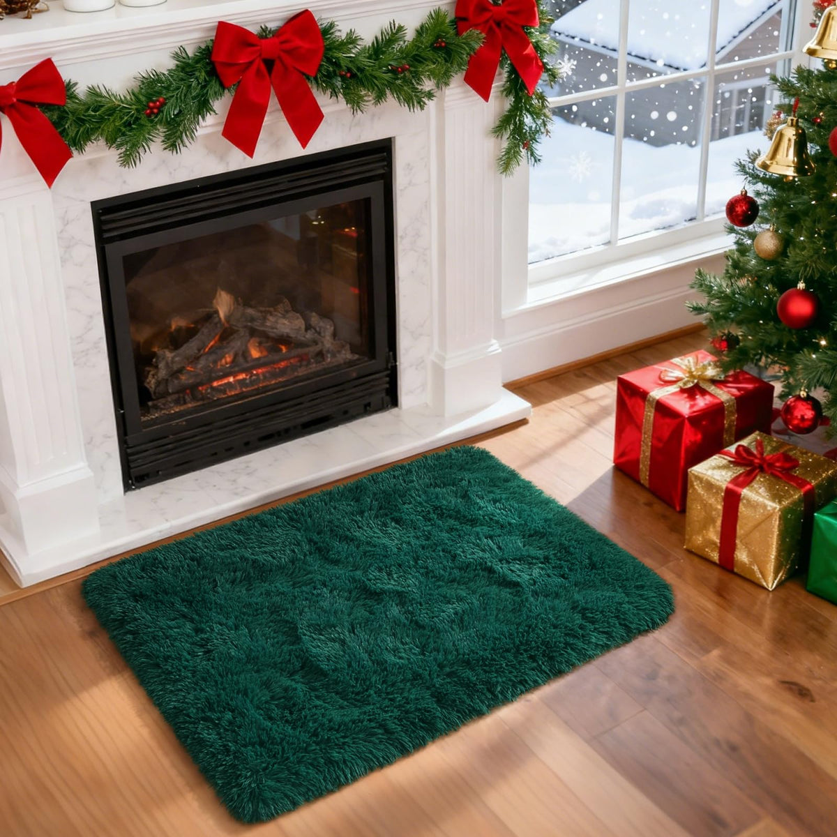 Merelax Soft Area Rug for Livingroom Bedroom, Machine Washable 4x6 Black Rugs Fluffy Shaggy Bedside Rug, Non Slip Indoor Carpet for Nursery Kids Room Home Decor Aesthetic