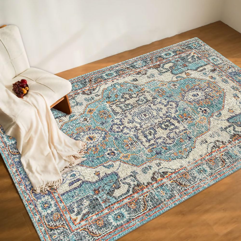 1.6x2.6 Small Area Rug, Washable Non-Slip for Entryway Green