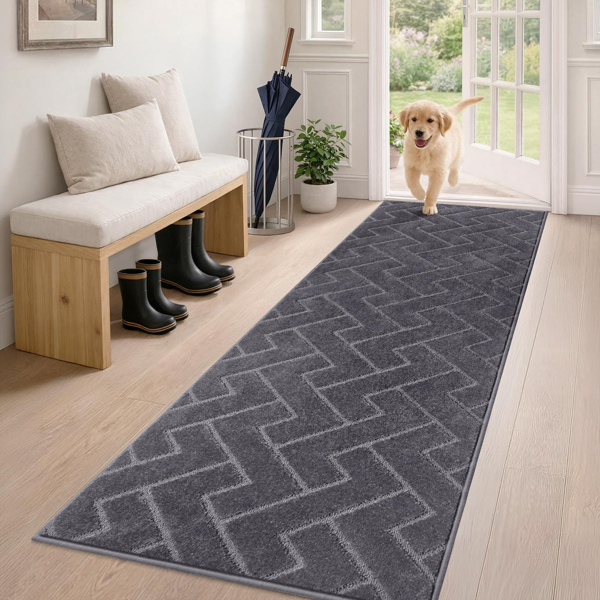 PURRUGS Dirt Trapping Door Mat Indoor Entrance, 20" x 31.5", Grey