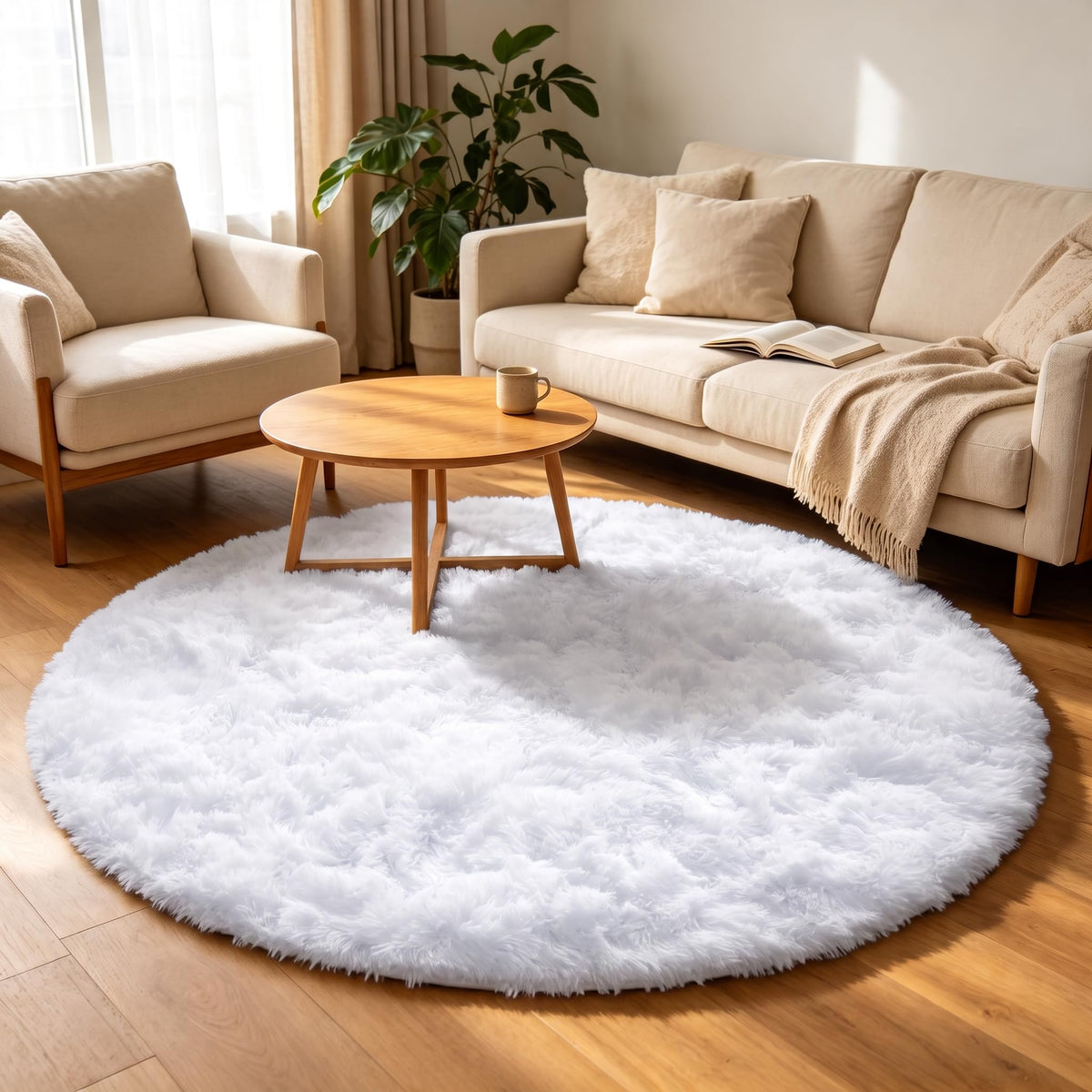 Area Rugs for Bedroom Living Room, 4x6 Fluffy Grey and Black Geometric Rug