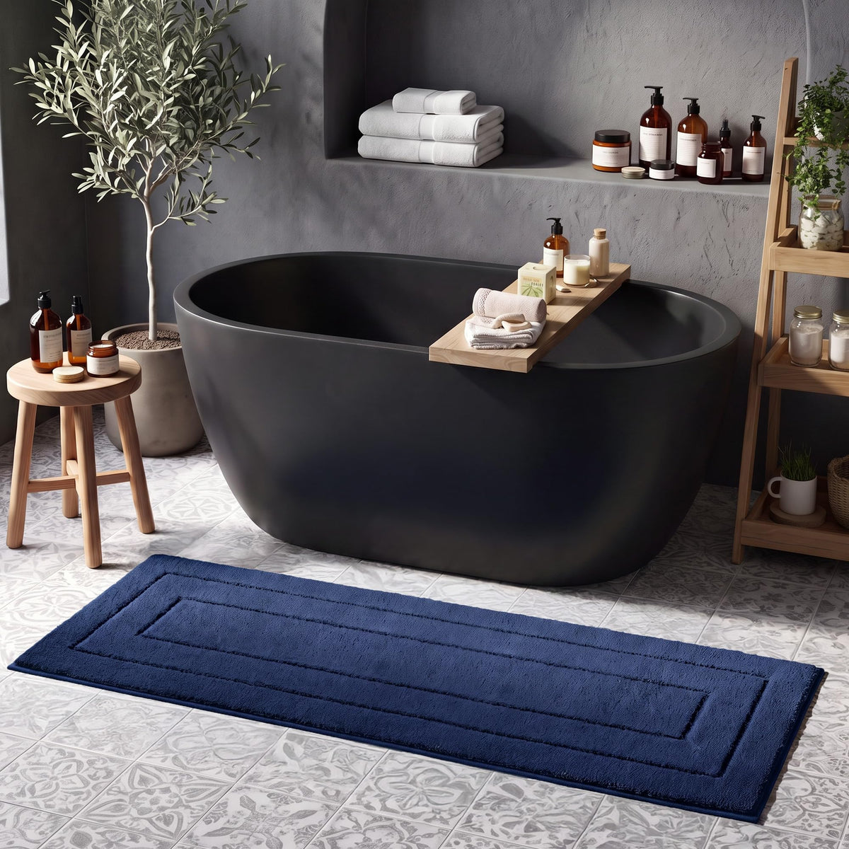 GRANNY SAYS Gray Bathroom Rug 16" x 24", Non-Slip Microfiber Bath Mat