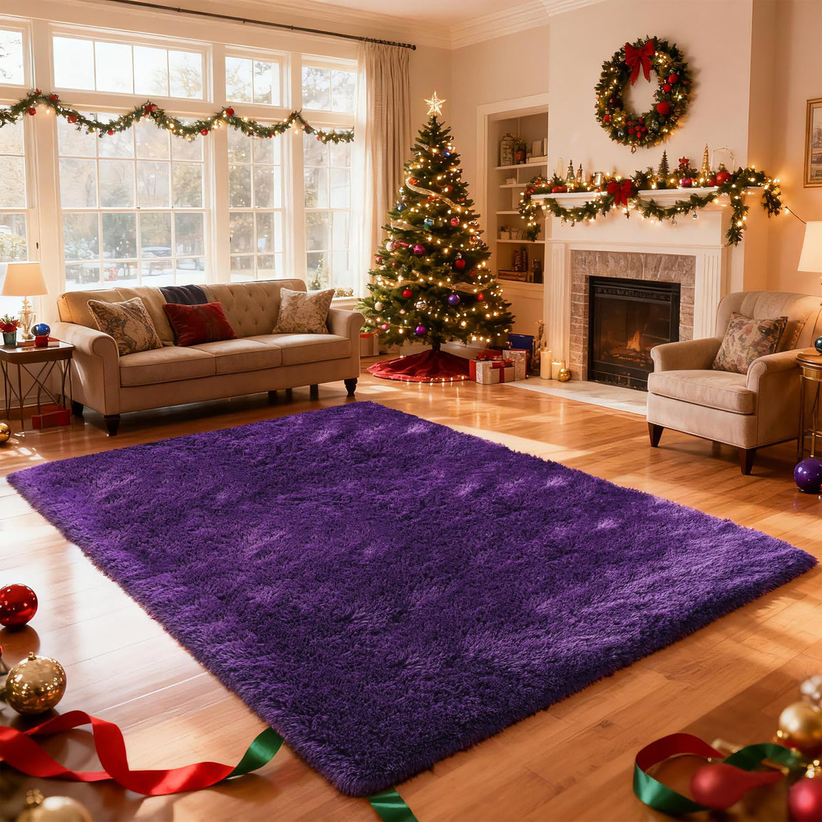 Shag Area Rugs for Bedroom Living Room,4X6 Ultra Soft Fluffy Area Rugs for Dorm,Indoor Carpet Plush Rugs for Home Decor,Tie-Dye Grey
