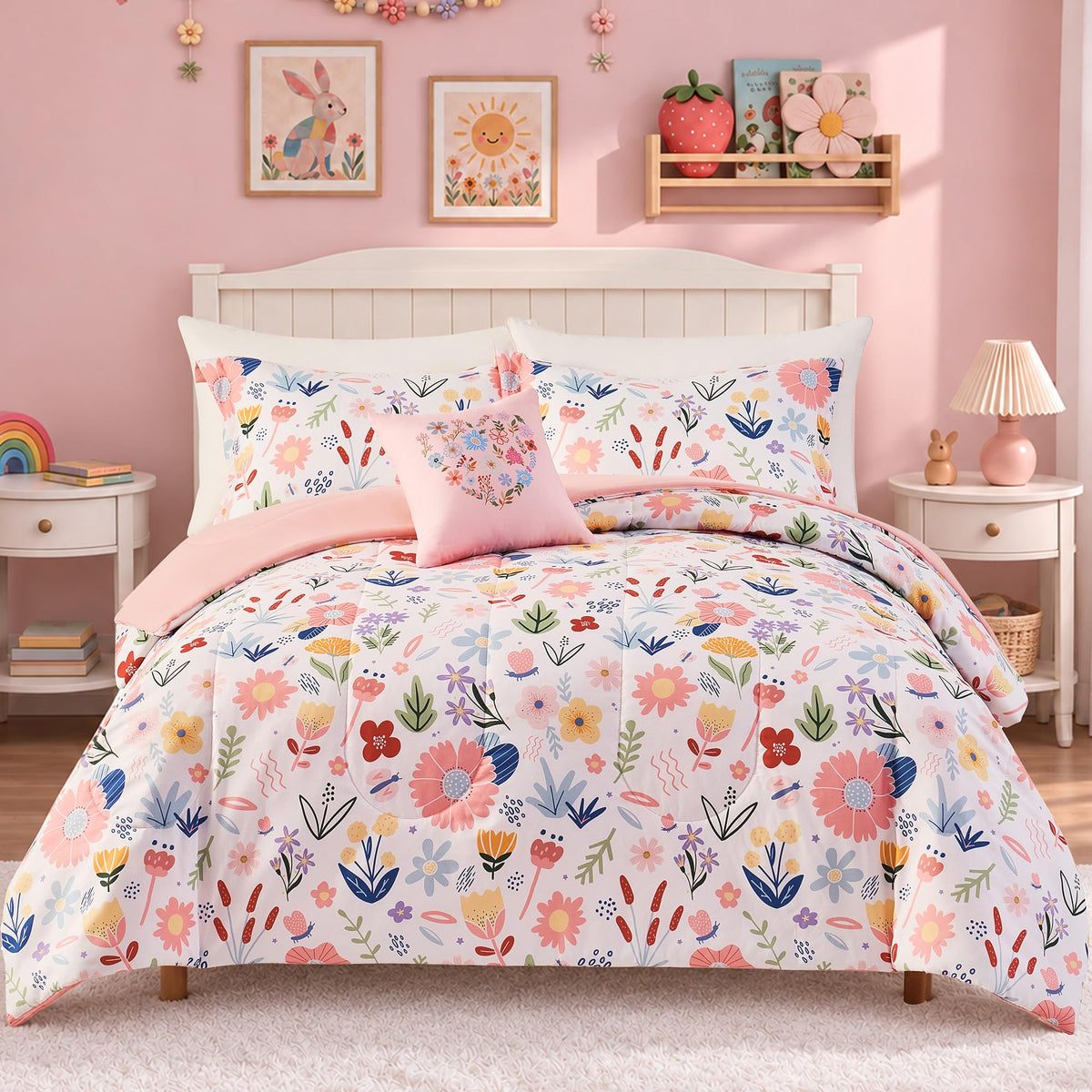 Twin Comforter Set for Girls-3 Pieces Mermaid Glow in the Dark Bedding Sets