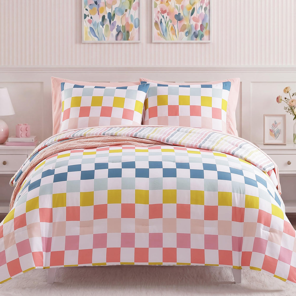 Twin Comforter Set for Girls - 5 Pieces Unicorn Bedding Twin Bed in a Bag