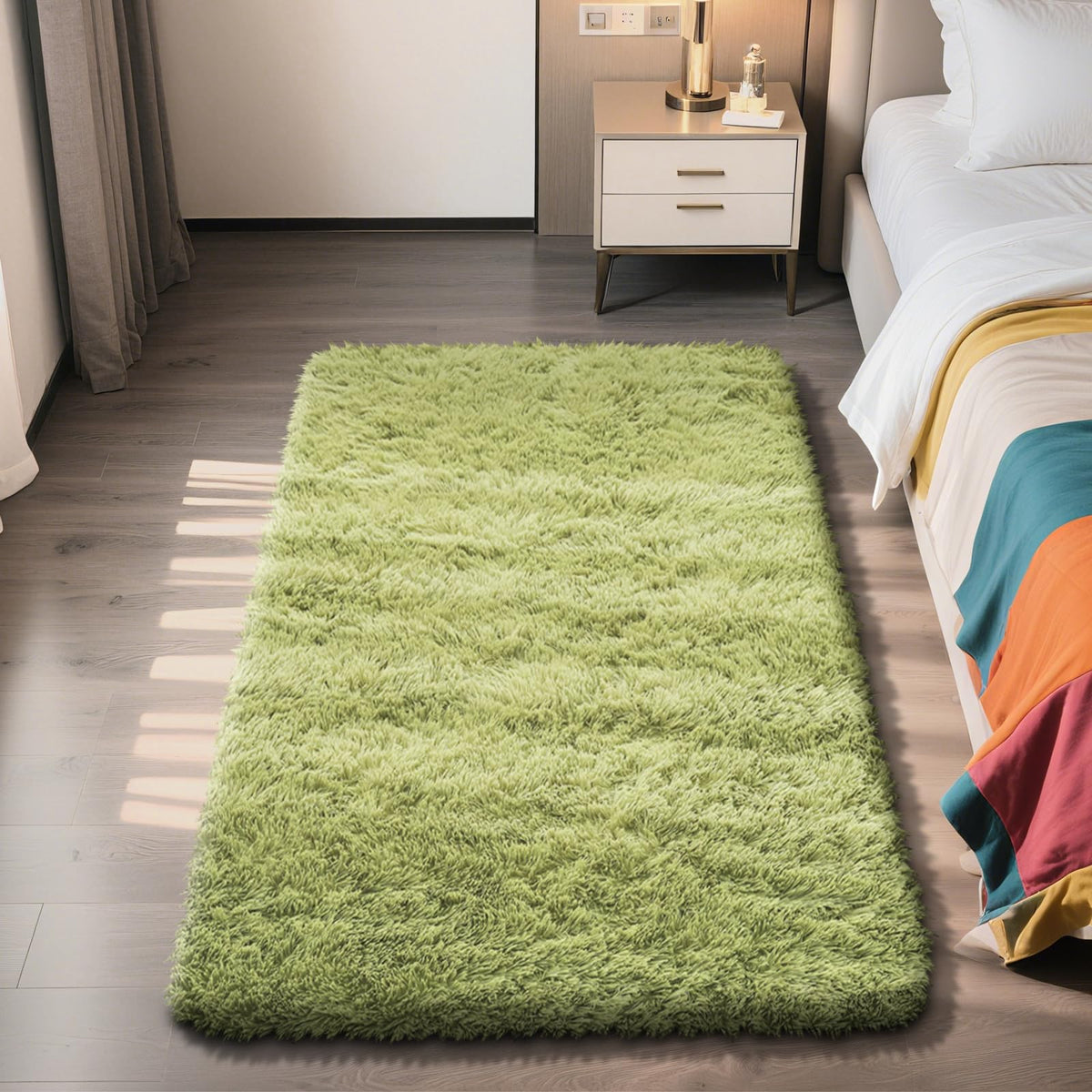 5x8 Shag Area Rug for Bedroom,Grey and Black Fluffy Rugs for Living Room