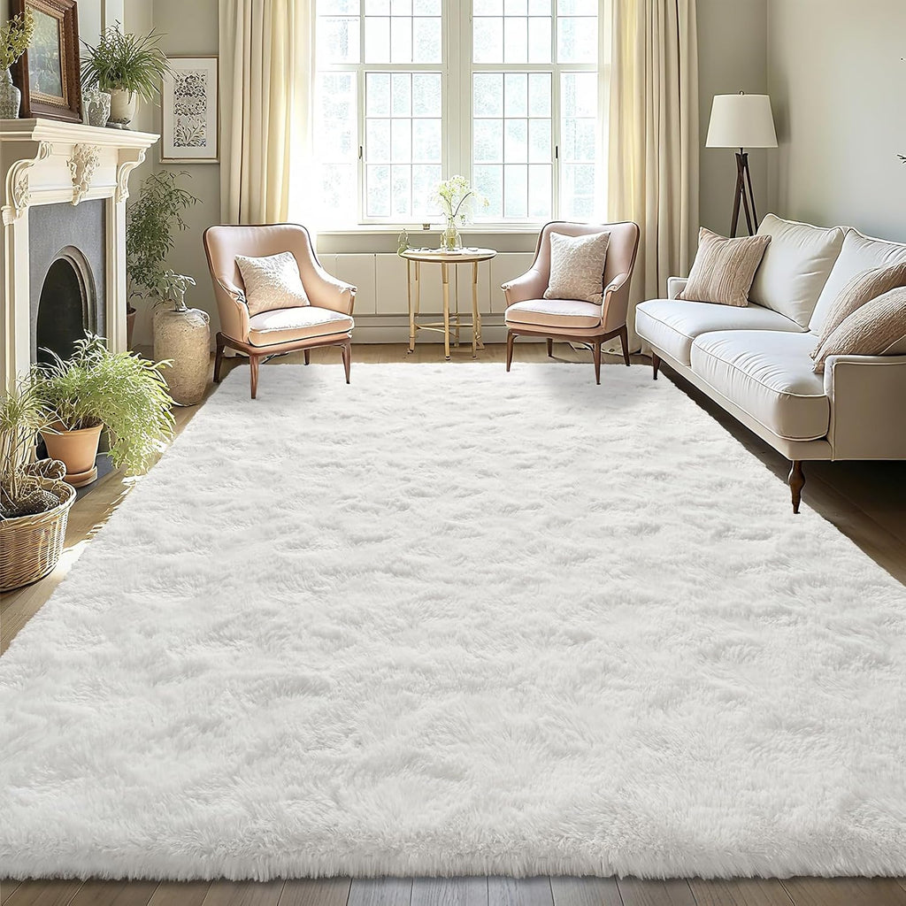 LOCHAS 4x6 Area Rugs Fluffy Living Room Carpets for Kids Bedroom, White