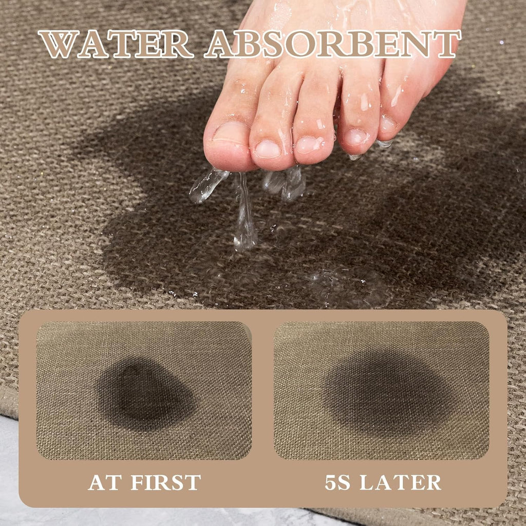 chakme Bathroom Rugs Mat 24x17, Ultra Thin Non Slip Bath Mat Small Quick Dry Absorbent Bath Mat for Bathroom Floor, (Dark Beige, 24"x17")