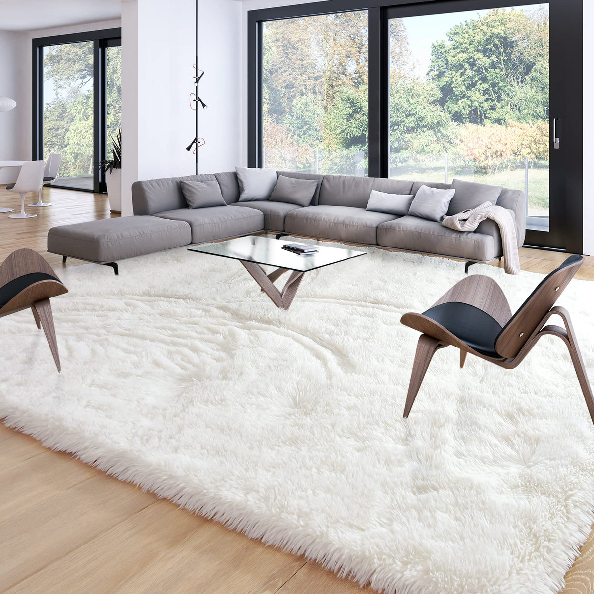 Merelax Soft Area Rug for Livingroom Bedroom, Machine Washable 4x6 Black Rugs Fluffy Shaggy Bedside Rug, Non Slip Indoor Carpet for Nursery Kids Room Home Decor Aesthetic