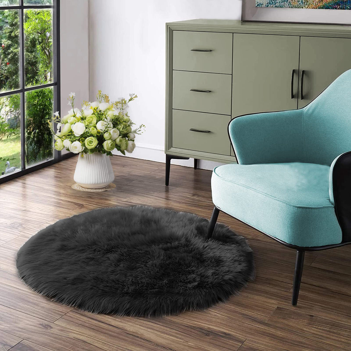 Latepis White Faux Fur Sheepskin Rug 4x6 for Living Room, Fuzzy Rugs Fluffy Washable Rug for Bedroom, Playroom, Luxury Room Decor, Rectangle