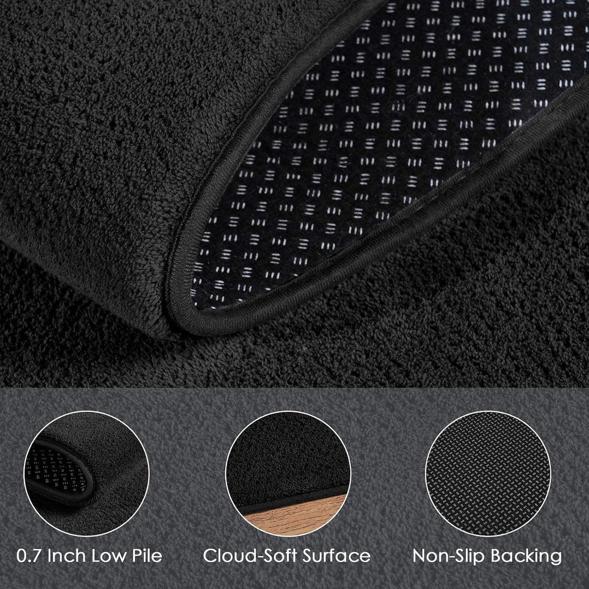 4x6 Black Area Rugs for Living Room, Non-Shedding Memory Foam Carpet