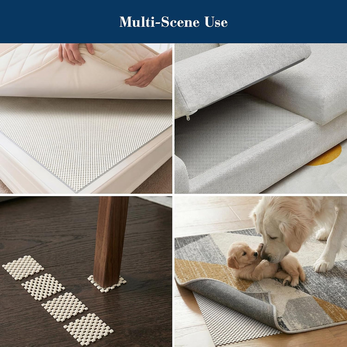 Veken Non Slip Rug Pad Gripper for Hardwood Floors, Strong Anti Slip and Skid Mat, Keep Rugs Safe and in Place for Tile, Carpet Liner Grippers Under Area Rugs, 2x3 Ft Pads