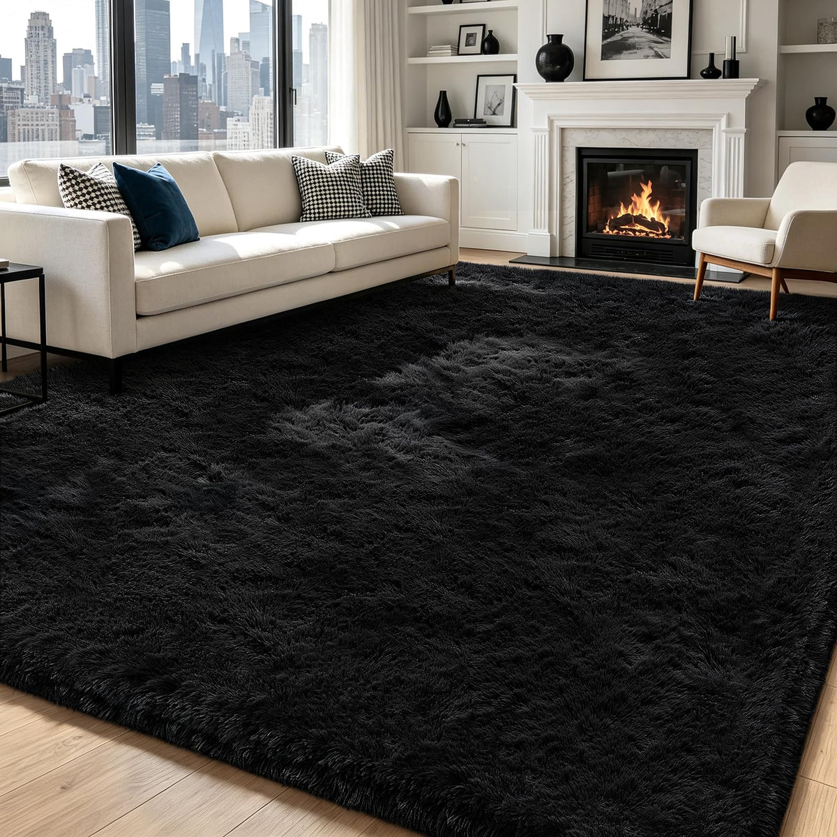 4x6 Beige Rug for Bedroom, Fluffy Shag Area Rug Small Rug Bedroom Carpet