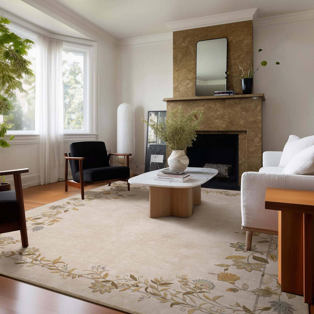 5x7 Area Rug for Living Room: Washable Bedroom Rug Non Slip Low Pile Carpet