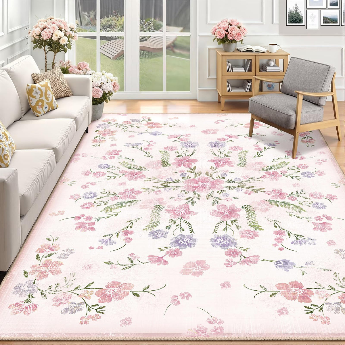 Beige Rug 3x5 Washable Area Rugs for Bedroom Living Room Kitchen Entryway Bedside,Small Modern Marble Abstract Non Slip Carpet