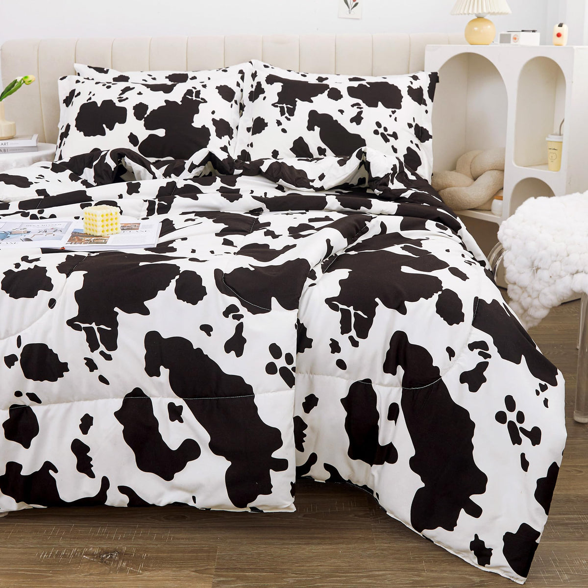 Viviland Kids Twin Bedding Sets, Boys Comforter, White Car