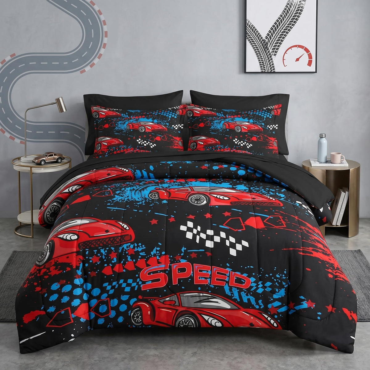 Nesker Twin Comforter Set for Boys, 5 Pieces Dinosaur Bedding for Kids
