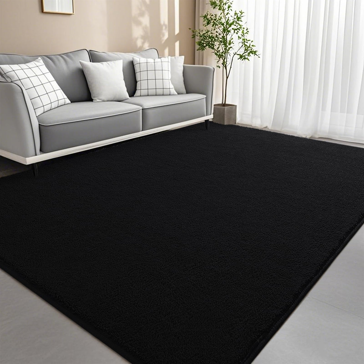 6x9 Feet Grey Area Rugs for Bedroom, Indoor Washable Memory Foam Rug for Living Room, Modern Aesthetic Minimalist Non-Slip Carpets for Kids Boys Girls Adults Dorm Home Decor