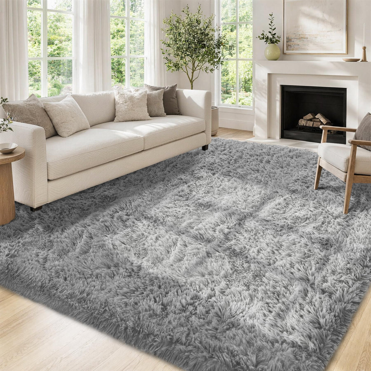 Tosuoka 4x6 Area Rugs for Bedroom, Soft Fluffy Shag Thick Black Rug