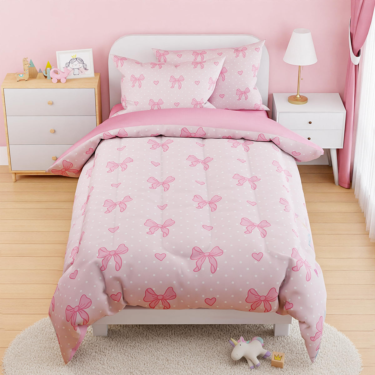 Woodland Animal Kids Bedding Set for Boys, Ultra Soft Microfiber Comforter Set Twin Size 3-Pieces, Comforters Bed Sets for Kid Tween Teen Bedroom Decor