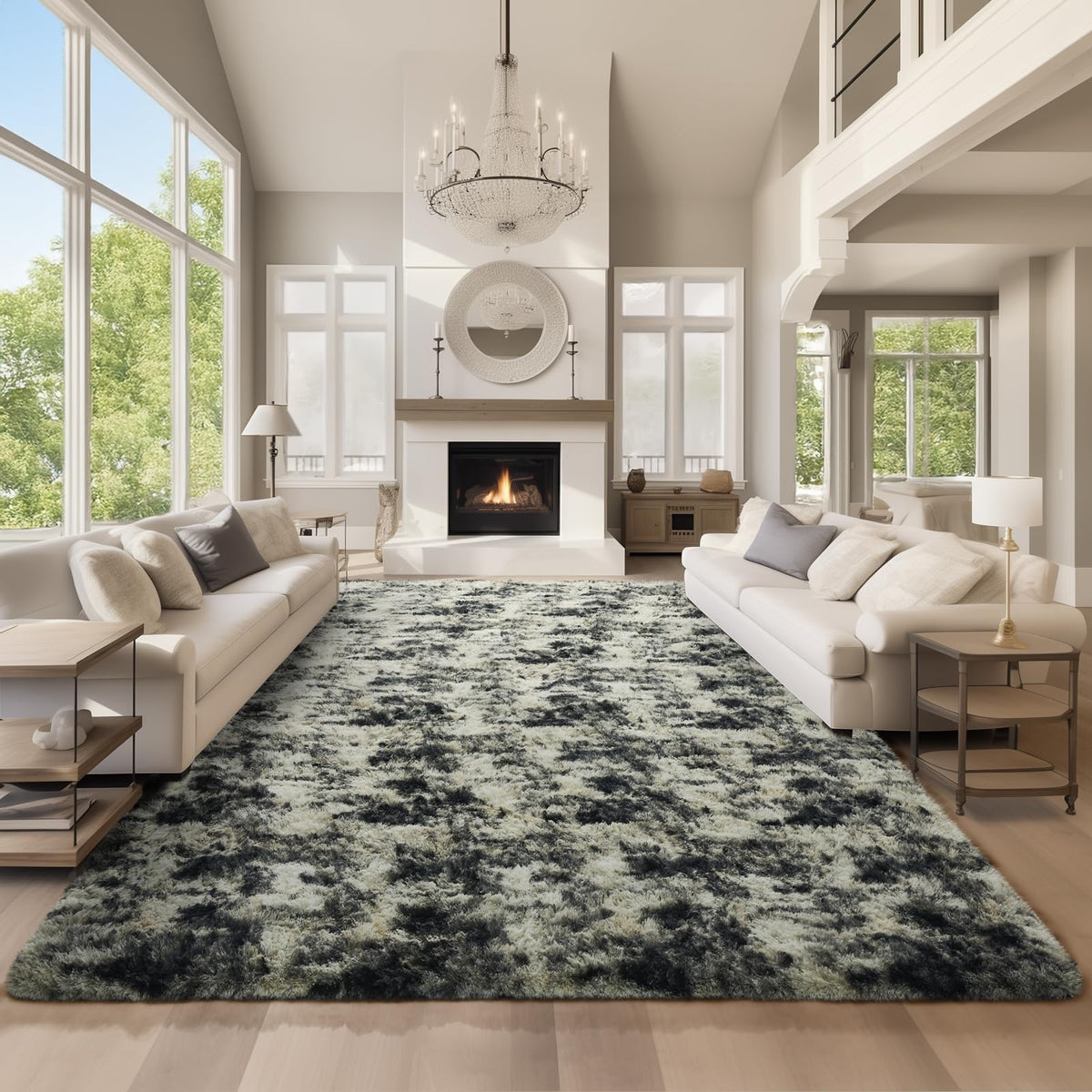 Ophanie Round Rugs 5Ft Ivory Circle Area Rug,Baby Nursery Living Room Bedroom Decor Circular Carpet 5 Foot,Fluffy Fuzzy Shag Plush Cream for Kids Boys Girls Teen with Over 99 pcs Pile fibers