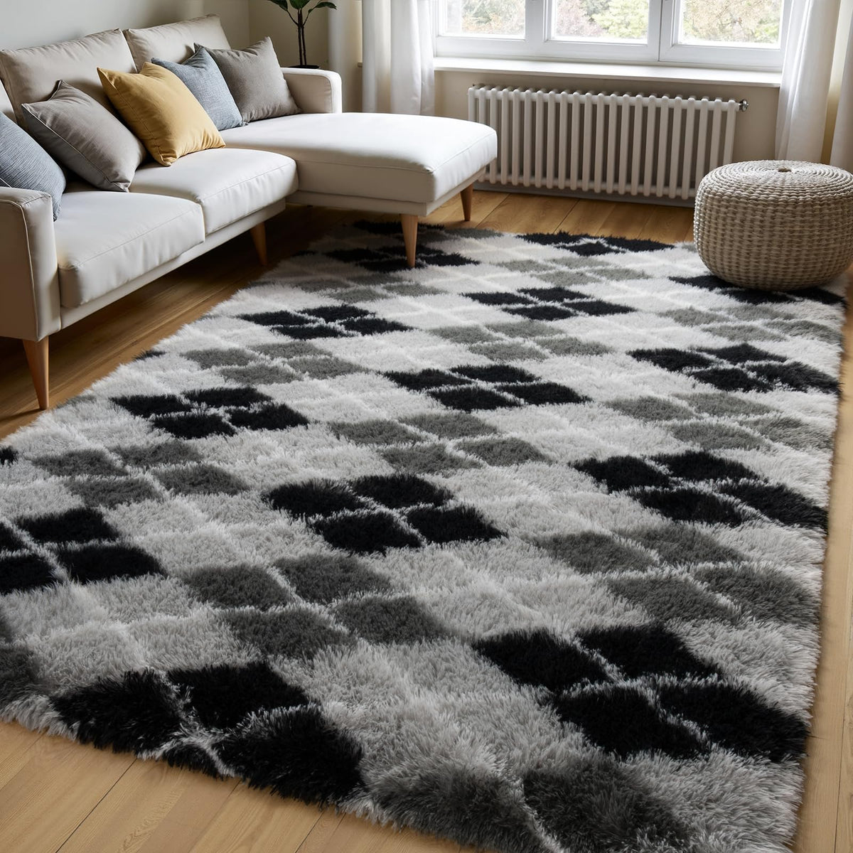 Zentavio Area Rugs for Living Room Grey Rugs for Bedroom 4x6 Carpet Fluffy Furry Soft Shag Aesthetic Plush High Pile Gray Throw Rug for Nursery Kids Room Dorm