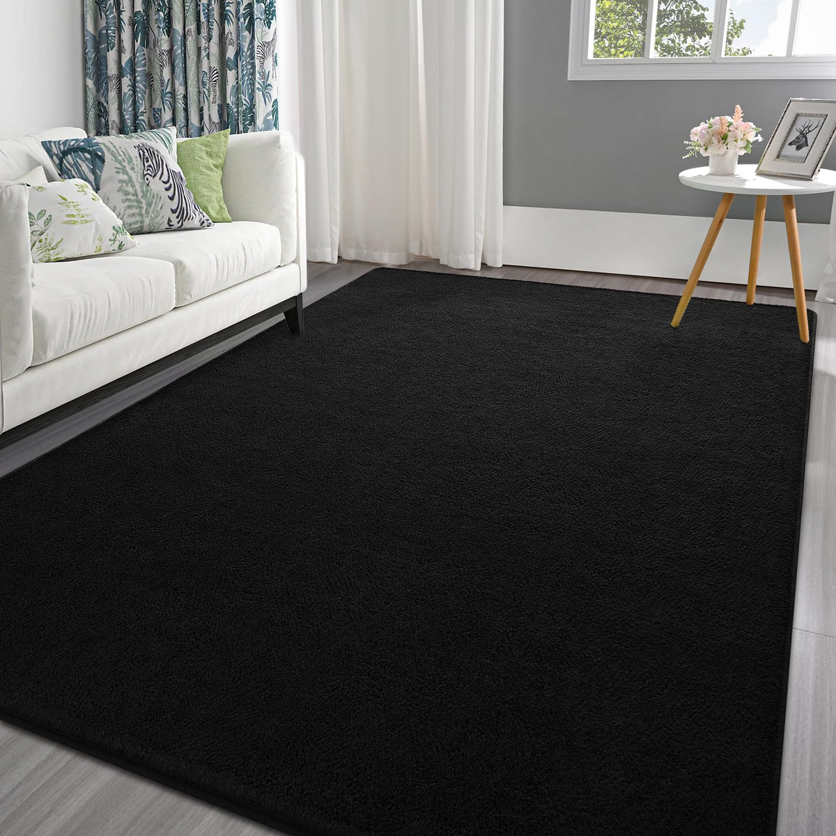 Pettop 4x6 ft Grey Area Rugs for Bedroom Living Room, Washable Memory Foam Indoor Carpet, Modern Aesthetic Minimalist Non Slip Soft Comfy Carpet for Boys Girls Dorm Home Decor