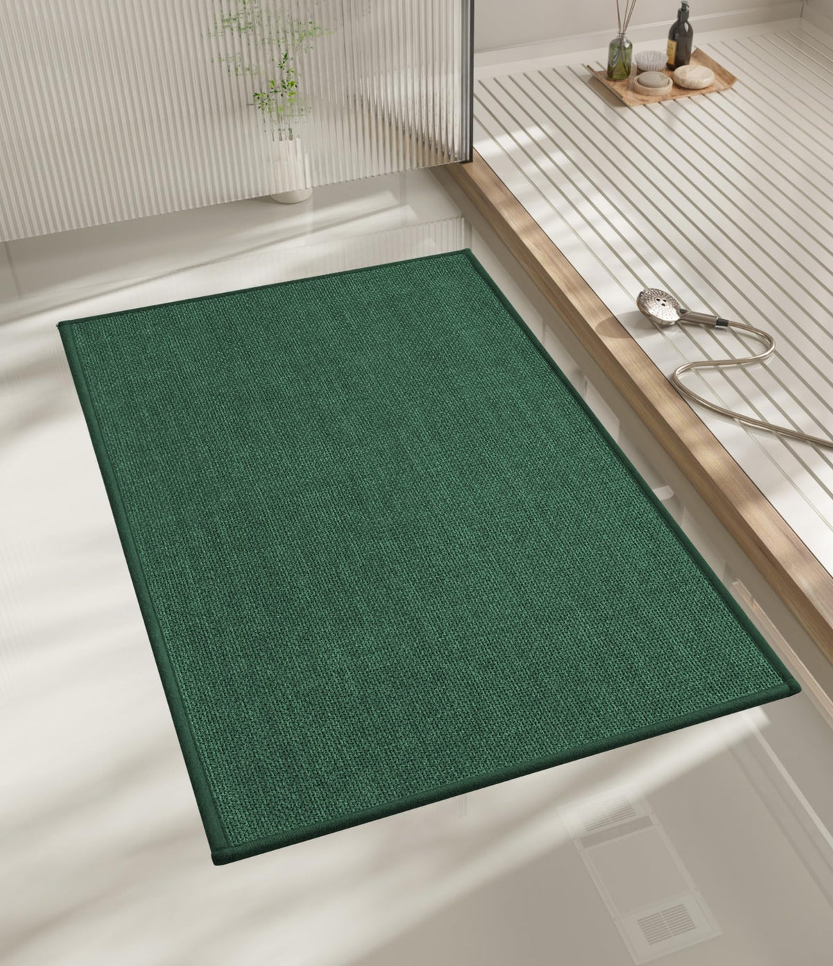 chakme Bathroom Rugs Mat 24x17, Ultra Thin Non Slip Bath Mat Small Quick Dry Absorbent Bath Mat for Bathroom Floor, (Dark Beige, 24"x17")
