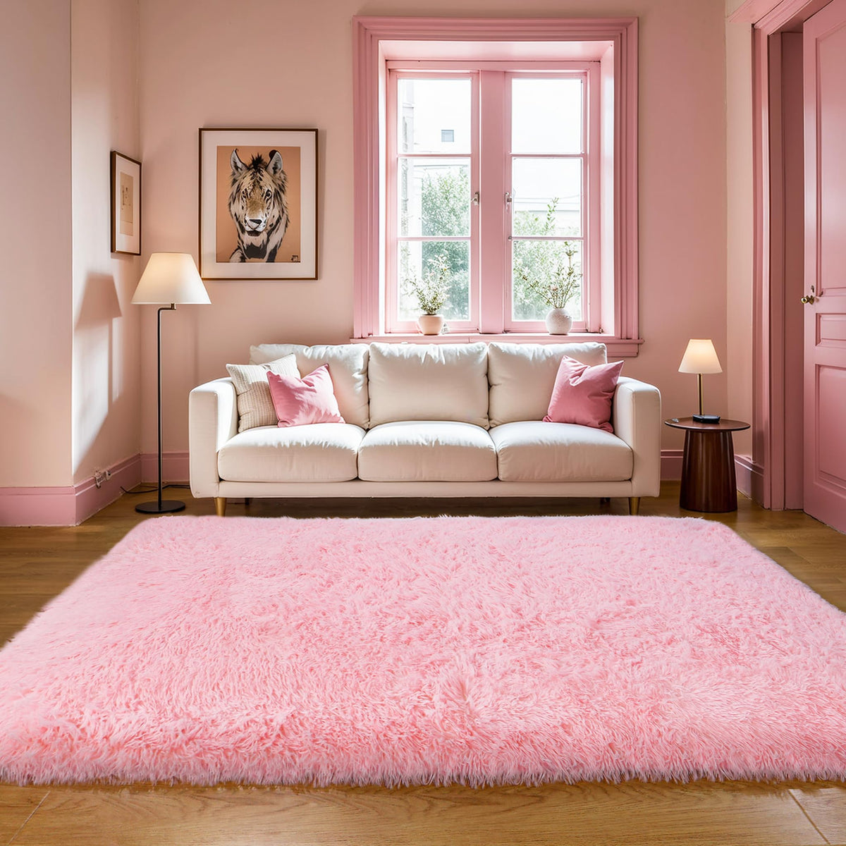 4x6 Light Grey Fluffy Shag Rug for Bedroom, Plush Washable Carpet