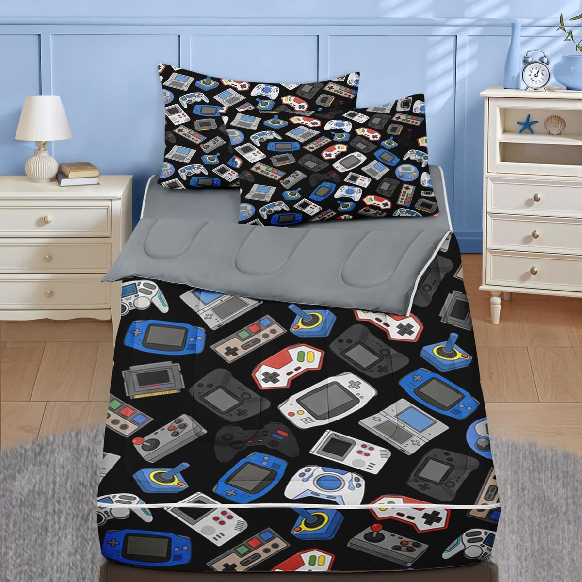 Nesker Dinosaur Twin Zipper Bedding for Boys, 3-Piece-All-in-one