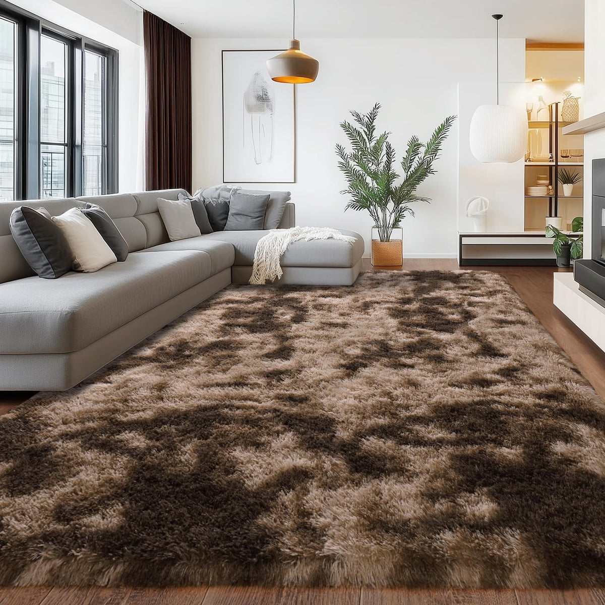 Large Cream White Rugs 5x7, Fluffy Shag Living Room Area Rugs