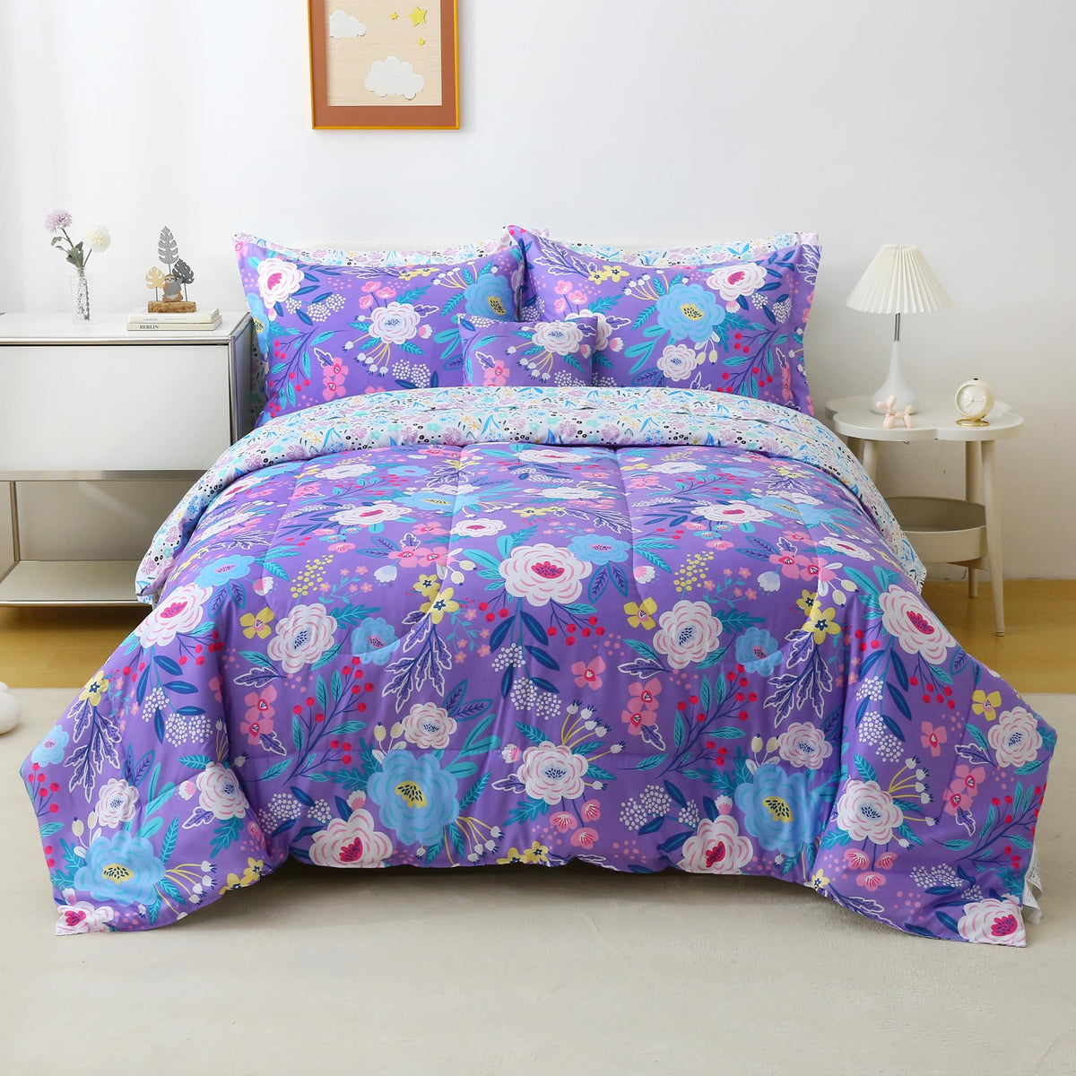 Mooreeke Kids Twin Comforter Sets for Girls 6 Pieces Pink Unicorn Bedding Set for Teens Soft Microfiber Kids Bed in A Bag with Comforter, Sheet Set, Shams and Decorative Toy Pillow All Season